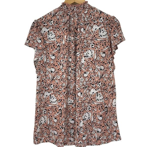 Adrienne Vittadini Charm Keyhole Smock Neck Size 2X Knit Butterfly Top 3710 - Picture 1 of 9